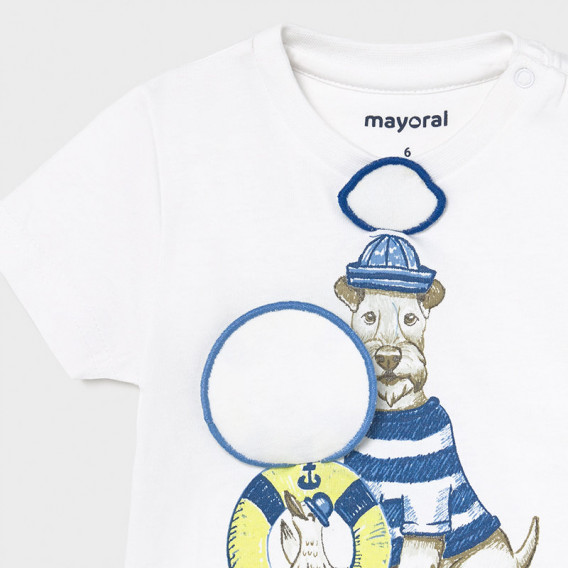 Tricou din bumbac cu imprimeu grafic pentru bebeluși, de culoare albă Mayoral 242617 3