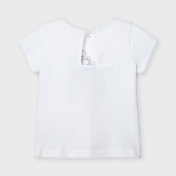 Tricou din bumbac cu aplicație,  de culoare albă Mayoral 242634 2