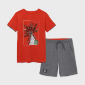 Set tricou și pantaloni scurți roșu cu gri Mayoral 242675 