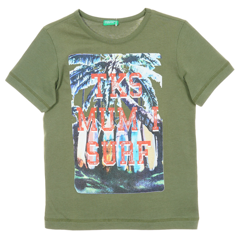 Tricou din bumbac cu imprimeu palmier, verde  242735