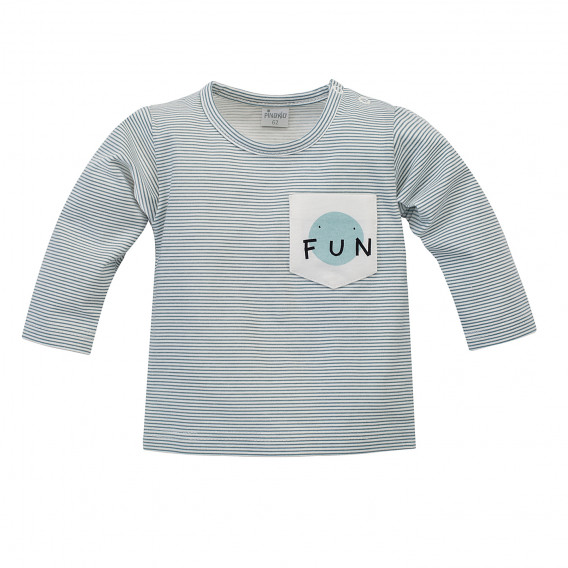 Bluză din bumbac cu mâneci lungi pentru bebeluși în dungi albe și albastre Pinokio 242744 