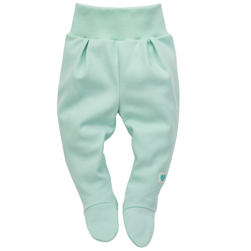 Pantaloni cu botoși din bumbac pentru bebeluș, culoarea mentă  242810