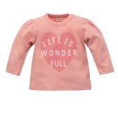 Bluză din bumbac cu mâneci pufoase pentru bebeluș, roz Pinokio 242814 