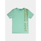 Tricou din bumbac cu sigla mărcii, culoarea mentă Guess 243017 
