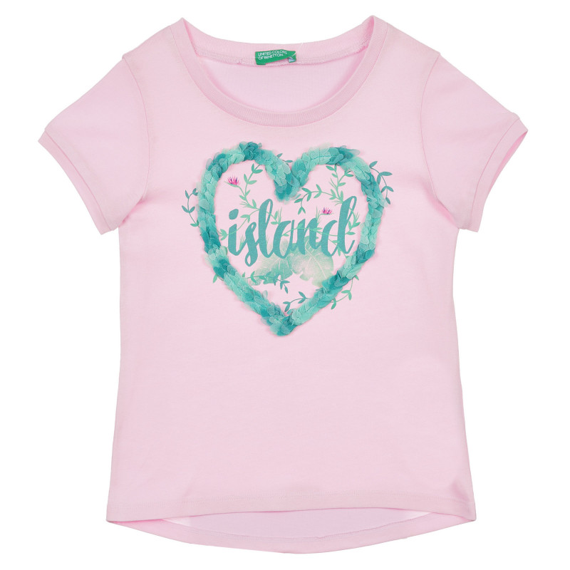 Tricou din bumbac cu aplicație pentru bebeluș, roz  243062