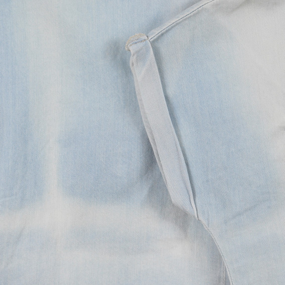 Cămașă din jeans cu mâneci scurte și aplicație flamingo, albastru deschis Benetton 243121 4