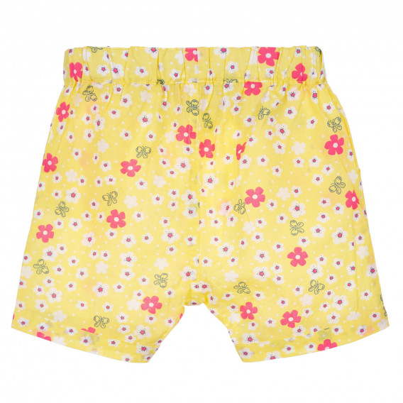 Pantaloni scurți din bumbac cu imprimeu floral pentru bebeluș, galbeni Benetton 243131 4