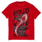 Tricou din bumbac cu imprimeu șarpe, roșu Sisley 243191 
