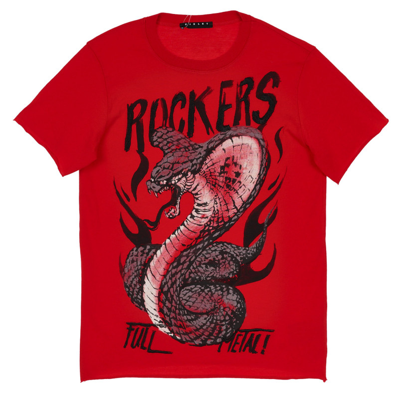 Tricou din bumbac cu imprimeu șarpe, roșu  243191