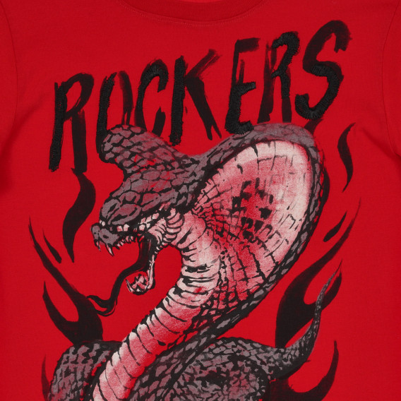 Tricou din bumbac cu imprimeu șarpe, roșu Sisley 243192 2