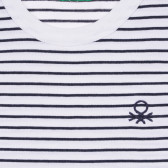 Tricou din bumbac în dungi albe și albastre cu sigla mărcii Benetton 243220 2