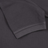 Bluză din bumbac cu mâneci scurte și guler, gri închis Benetton 243226 4