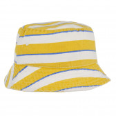 Pălărie de bumbac cu dungi albe și galbene, cu detalii albastre pentru bebeluși Benetton 243228 2
