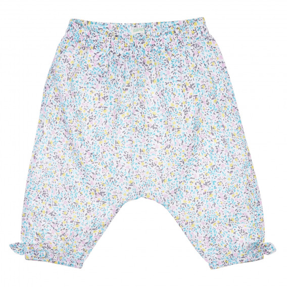 Pantaloni din bumbac cu imprimeu floral pentru bebeluș, albi Benetton 243330 