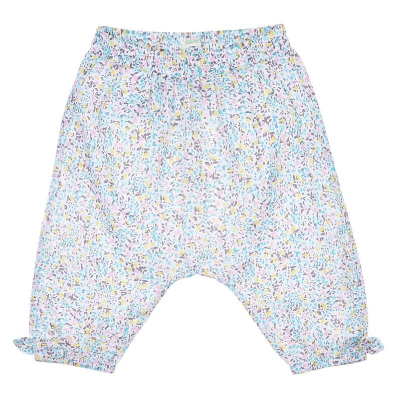 Pantaloni din bumbac cu imprimeu floral pentru bebeluș, albi  243330
