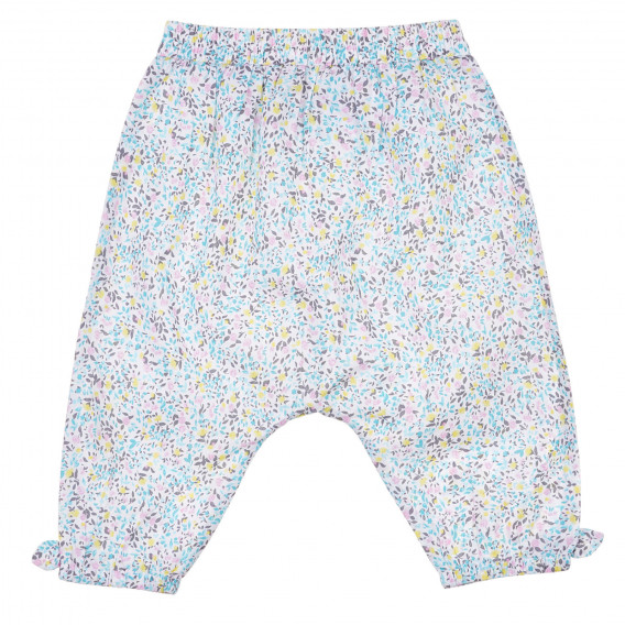 Pantaloni din bumbac cu imprimeu floral pentru bebeluș, albi Benetton 243332 3