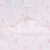 Rochie din bumbac cu volane și detalii roz pentru bebeluși, albă Benetton 243336 3