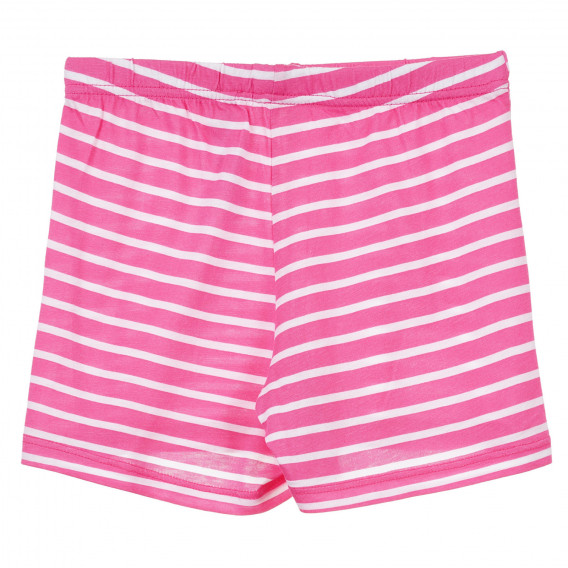Set tricou și pantaloni scurți în dungi roz albe Benetton 243359 4