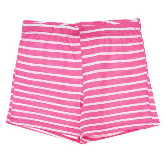 Set tricou și pantaloni scurți în dungi roz albe Benetton 243360 5