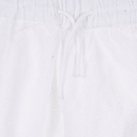 Pantaloni scurți din bumbac cu broderie, albi Benetton 243363 2