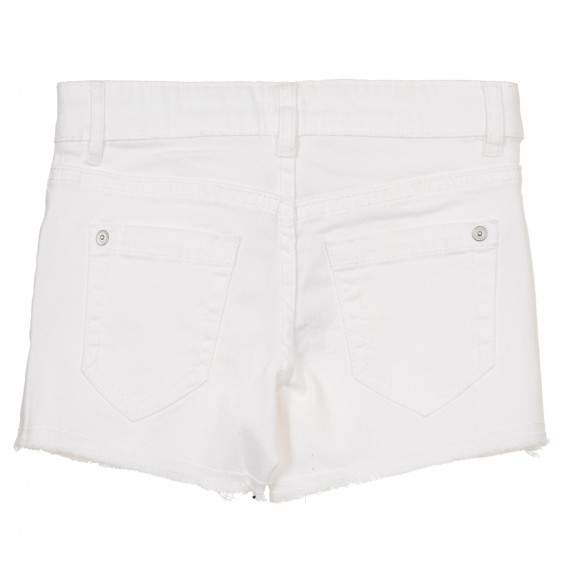 Pantaloni scurți din bumbac, aplicație cu căpșuni, albi Benetton 243381 4