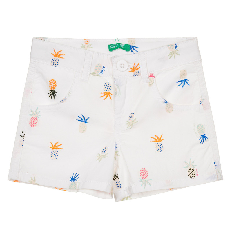 Pantaloni scurți din bumbac cu imprimeu de ananas pentru bebeluș, alb  243419