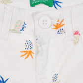 Pantaloni scurți din bumbac cu imprimeu de ananas pentru bebeluș, alb Benetton 243420 2