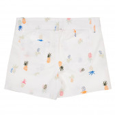 Pantaloni scurți din bumbac cu imprimeu de ananas pentru bebeluș, alb Benetton 243421 3