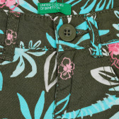 Pantaloni scurți din denim cu imprimeu floral pentru bebeluș, verzi Benetton 243423 2