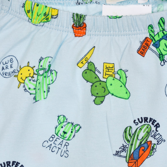 Pantaloni scurți din bumbac cu imprimeu cactus pentru bebeluș, albastru Benetton 243439 2