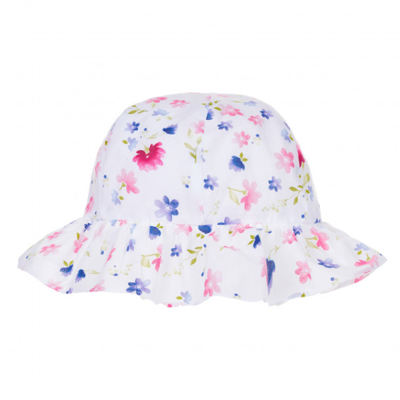Pălărie de bumbac cu imprimeu floral pentru bebeluși, albă Benetton 243446 