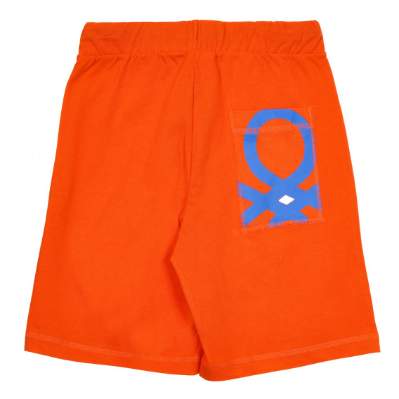 Pantaloni scurți din bumbac cu logo-ul mărcii, portocaliu Benetton 243455 4