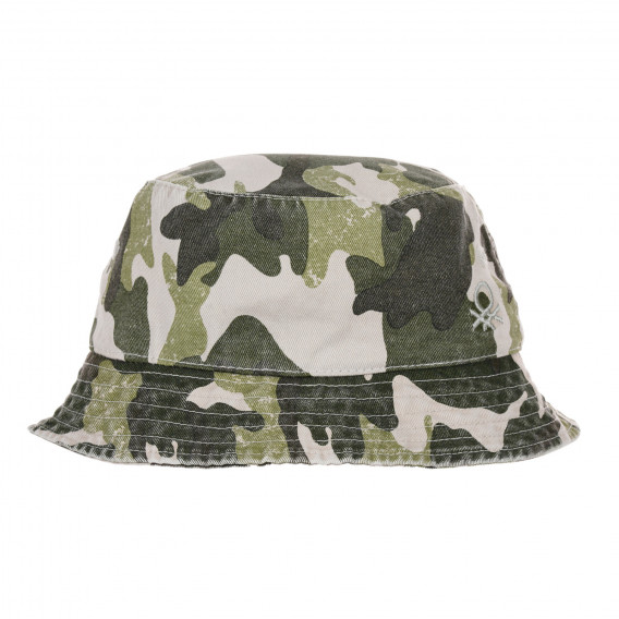Pălărie din denim cu imprimeu de camuflaj Benetton 243456 
