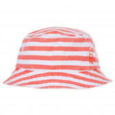Pălărie de bumbac cu dungi albe și portocalii pentru bebeluși Benetton 243459 