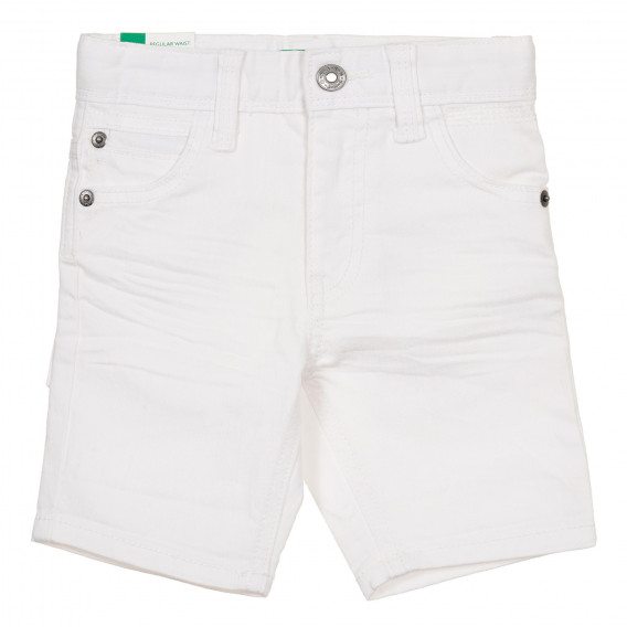 Pantaloni scurți din denim pentru copii, albi Benetton 243474 