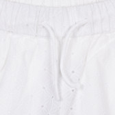 Pantaloni scurți din bumbac cu broderie, albi Benetton 243487 6