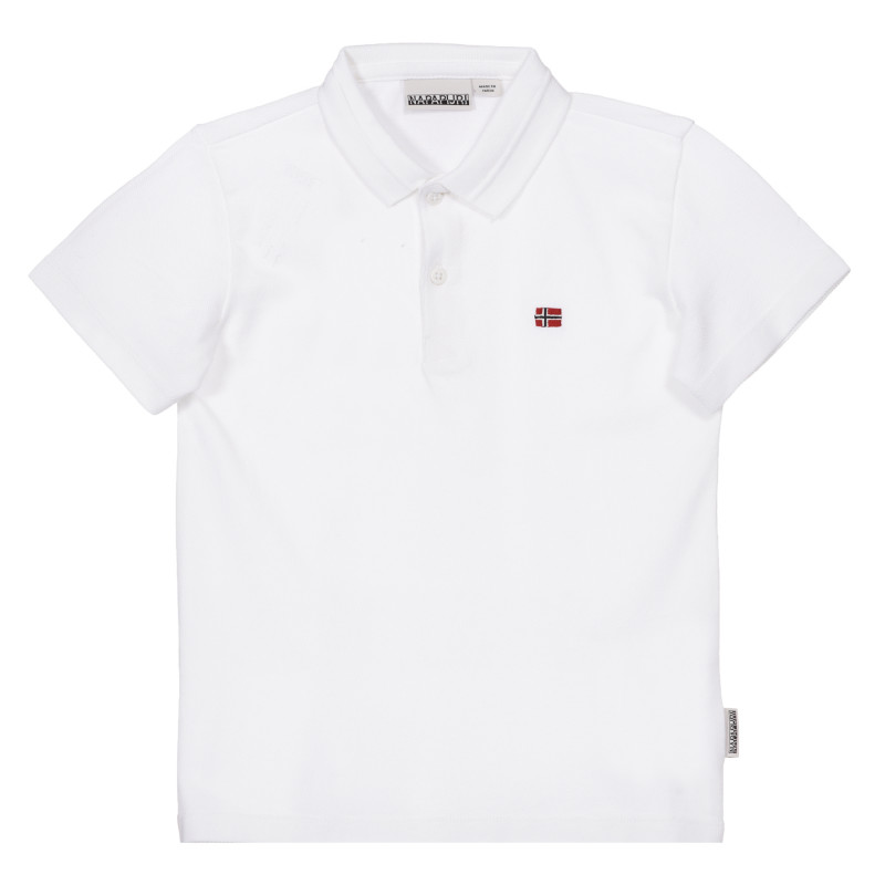 Tricou din bumbac cu guler, de culoare albă  243672