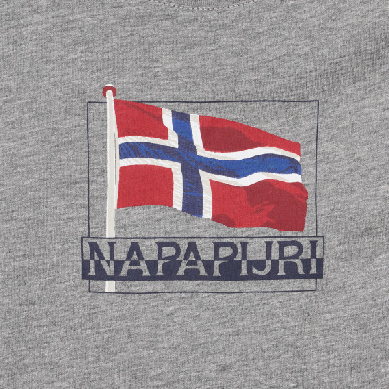 Tricou din bumbac cu sigla mărcii în gri Napapijri 243702 3