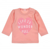 Bluză din bumbac cu mâneci pufoase pentru bebeluș, roz Pinokio 243997 2