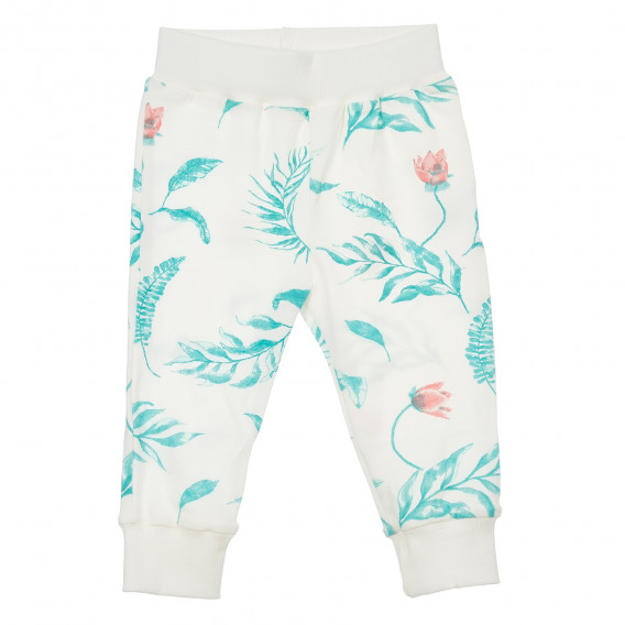 Pantaloni din bumbac cu imprimeu floral pentru bebeluș, de culoare albă Pinokio 244013 2