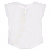 Tricou din bumbac cu spate alungit și imprimeu pentru fetițe, alb Benetton 244380 3