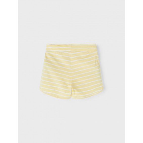 Pantaloni scurți din bumbac organic în dungi albe și galbene, Name it Name it 244431 2