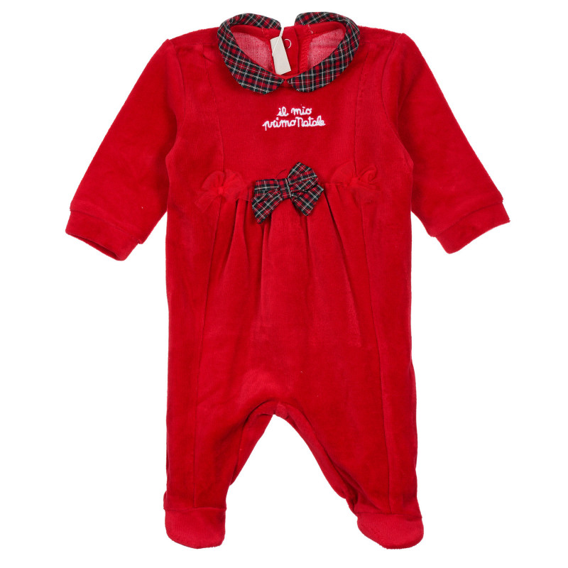 Salopetă roșie de pluș Chicco cu panglică pentru bebeluși  244902