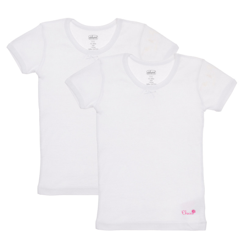 Set Chicco de două tricouri din bumbac alb cu panglică  244956