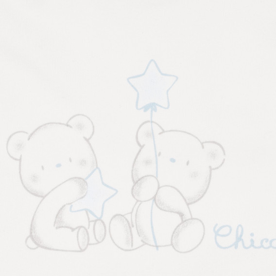 Bavetă Chicco din bumbac alb cu doi ursuleți de pluș Chicco 245475 2