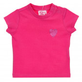 Tricou roz Chicco cu imprimeu inimă brocart, din bumbac, pentru bebeluși Chicco 245926 