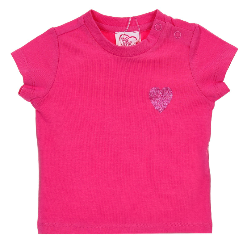 Tricou roz Chicco cu imprimeu inimă brocart, din bumbac, pentru bebeluși  245926