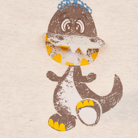 Tricou Chicco din bumbac bej cu imprimeu dinozaur pentru bebeluși Chicco 246149 2
