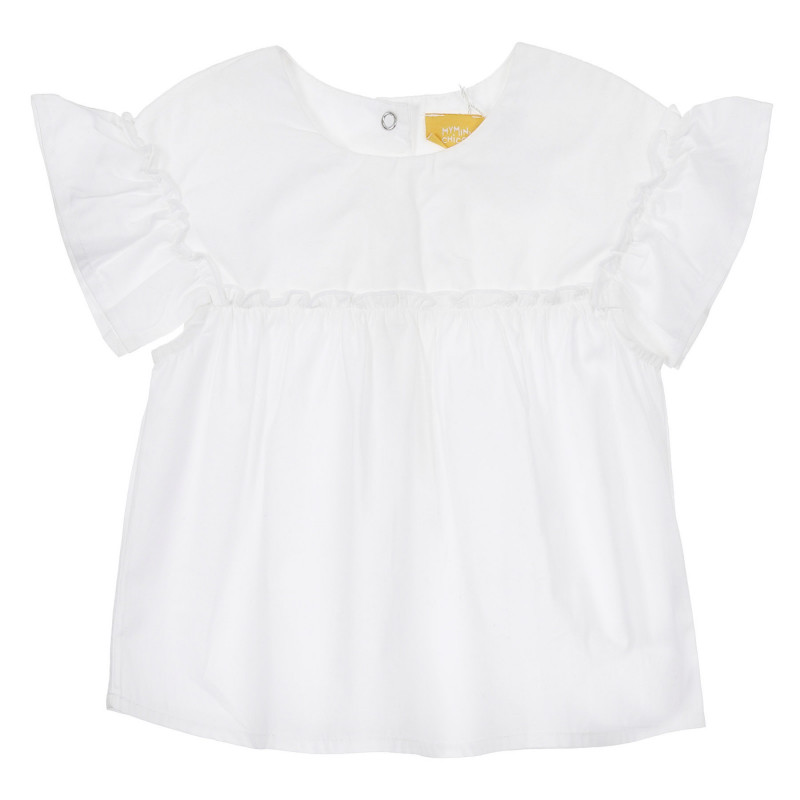 Bluză Chicco albă cu volane,  din bumbac, pentru bebeluși  246469