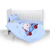 Set de lenjerie de pat Ranfors din 3 părți în albastru cu urs și imprimeu de mașină Lorelli 246720 
